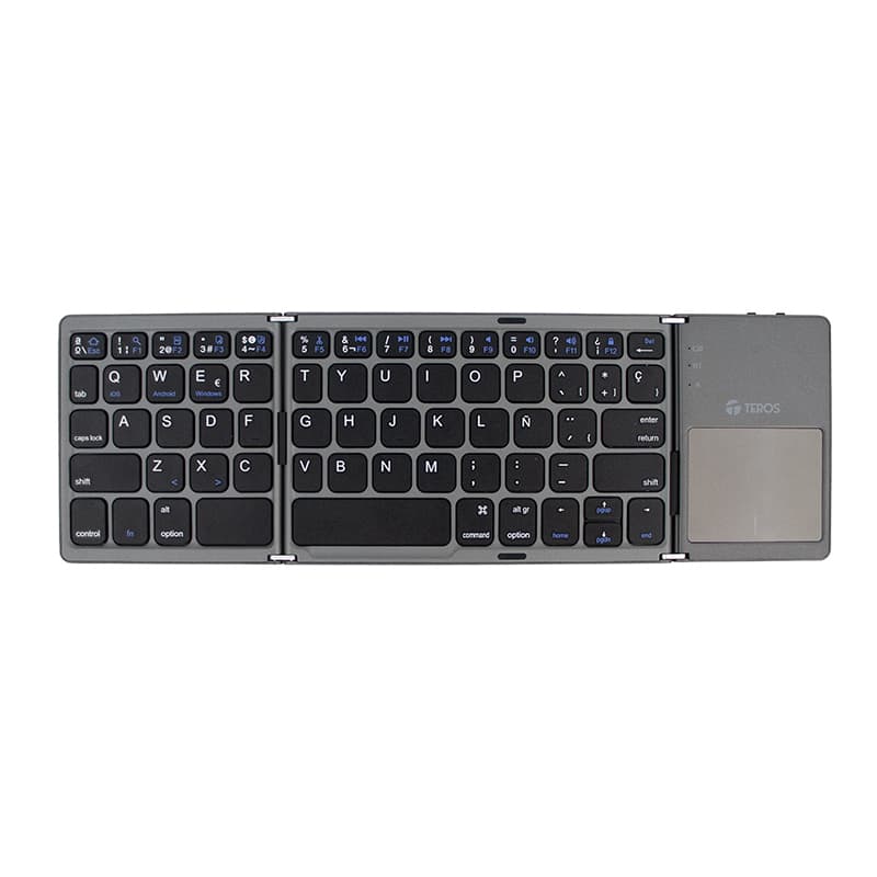 Teclado inalambrico plegable TEROS TE-4075S, BT 3.0, gris